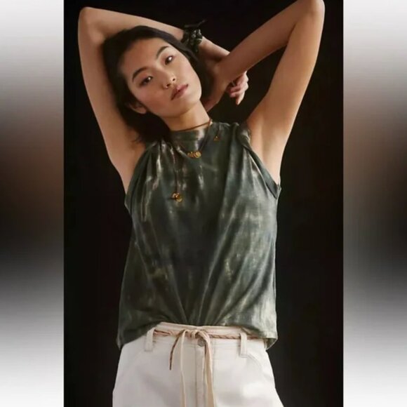 Pilcro (Anthropologie) Tie Dye Rolled Sleeve Cotton Tee Size: S Length: 25” - Picture 1 of 7